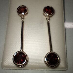 14Kt Yellow Gold 5.26ctw Ruby Red Spinel Dangle Stud Post Earrings